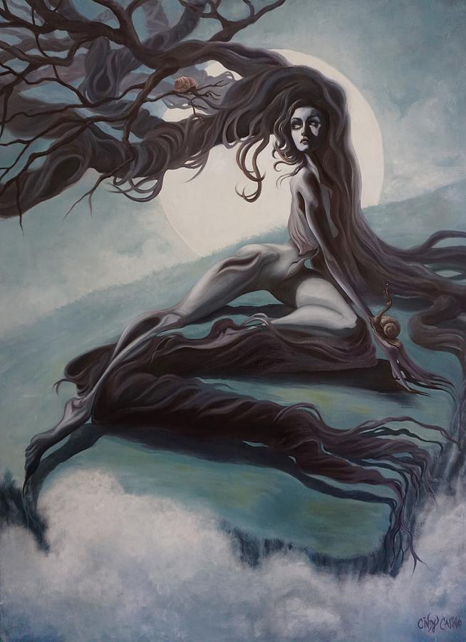 654x900 Night Dryad Painting By Cindy Casino - Dryad Painting