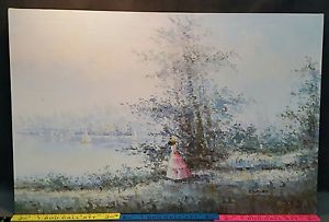 300x203 Oil Painting On Canvas Signed Du Bois Art 36 X 24 Beautiful - Dubois Painting