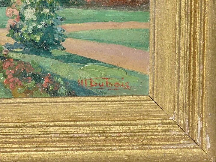 720x540 Signed M.dubois Oil On Board Garden Landscape Painting - Dubois Painting