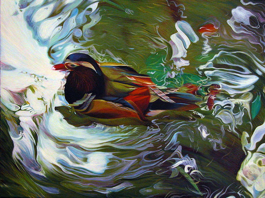 900x671 Eastern Colours Madarin Duck Painting By Kelly Mcneil - Duck Painting