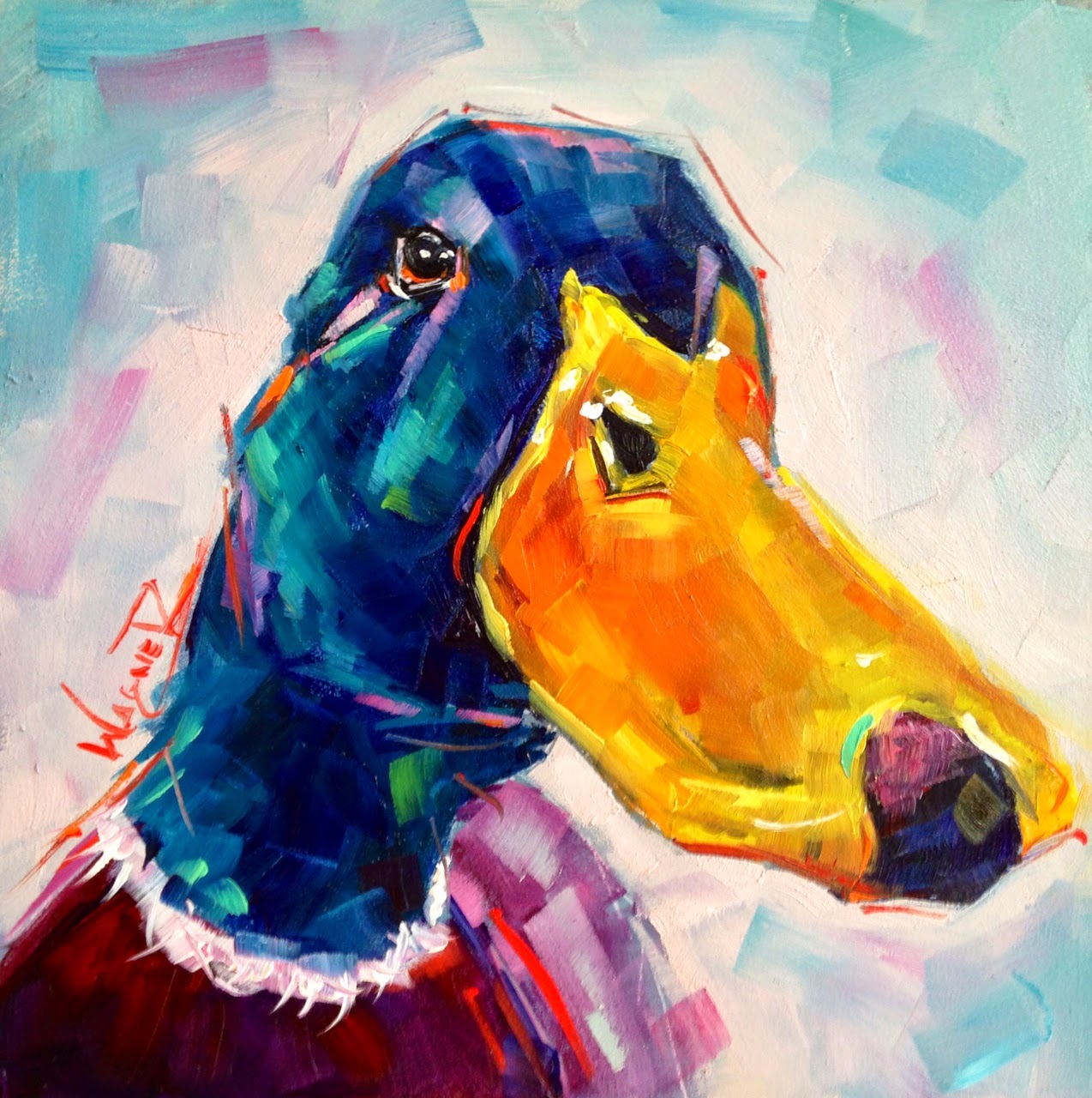 1274x1280 Olga Paints Contemporary Duck Painting In Oils By Olga Wagner - Duck Painting