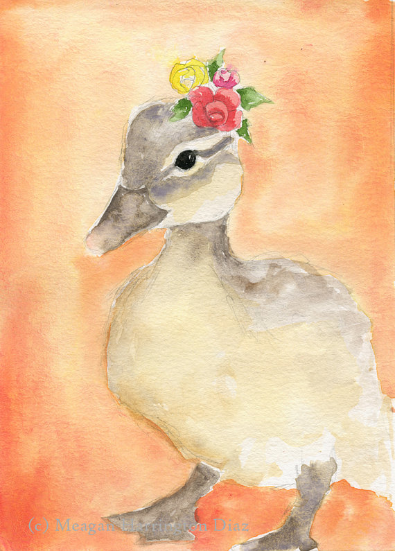570x795 Duck Painting Buttercup Nursery Art Bird Watercolor - Duck Painting