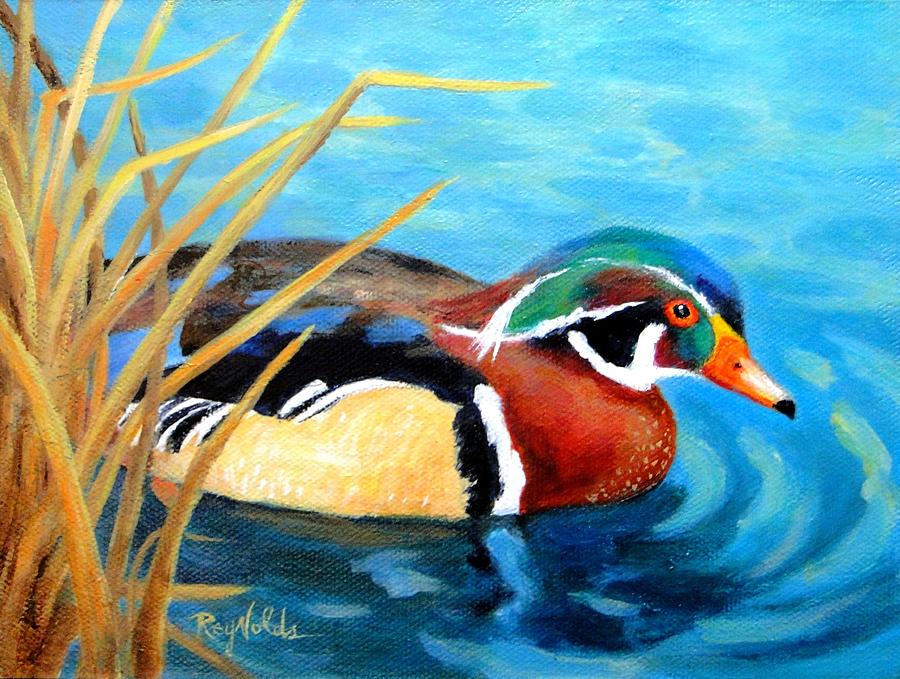 900x679 Greeting The Morning Wood Duck Painting By Carol Reynolds - Duck Painting Images