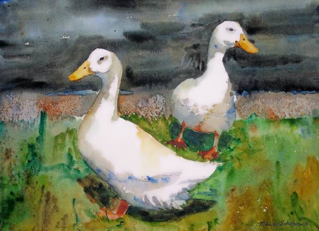 650x471 Stunning Ducks Watercolor Painting Reproductions For Sale - Duck Painting Images