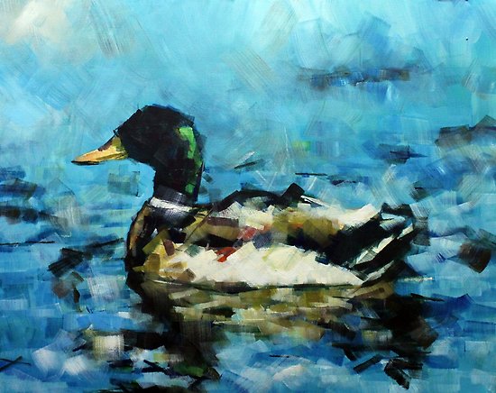 550x436 Abstract Malard Duck Painting Posters By Samuel Durkin Redbubble - Duck Painting Images
