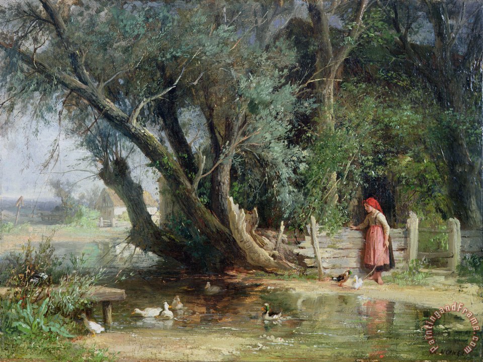 960x720 Eduard Heinel The Duck Pond Painting - Duck Pond Painting