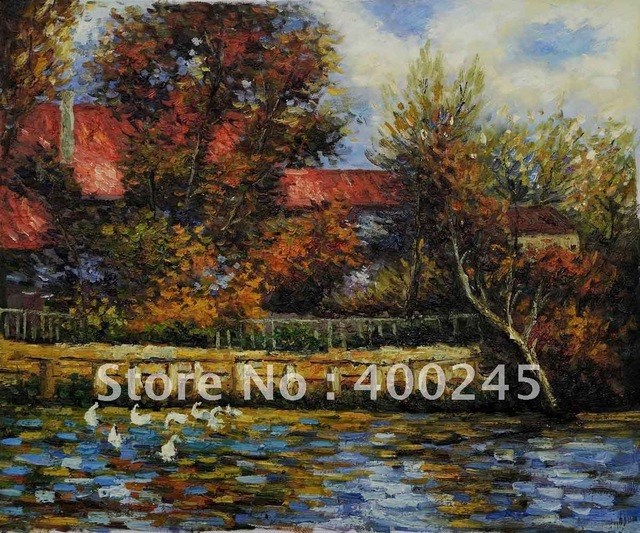 640x533 Pierre Auguste Renoir Painting Reproduction Duck Pond Canvas Art - Duck Pond Painting