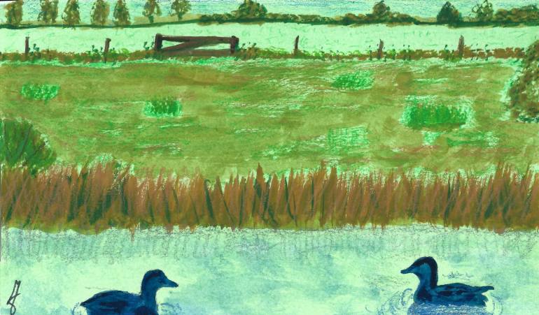 770x451 Saatchi Art Duck Pond Painting By Jd Duran - Duck Pond Painting