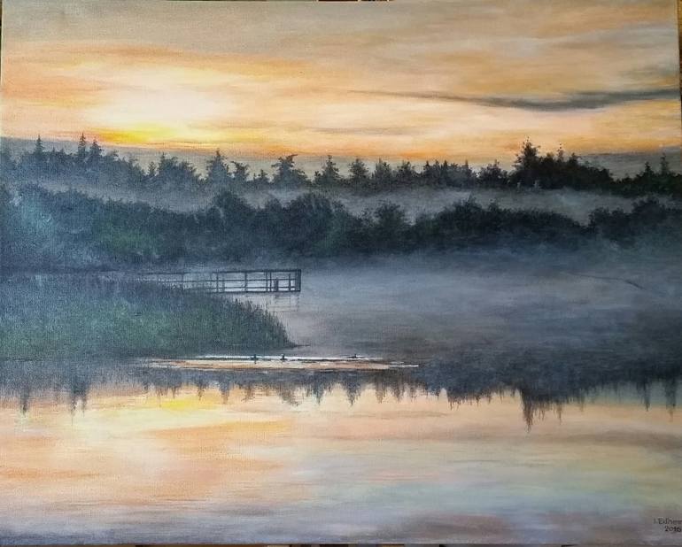 770x618 Saatchi Art Duck Pond Painting By Edhem Imamovic - Duck Pond Painting