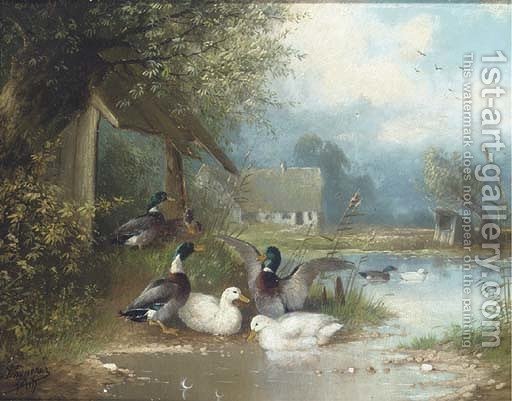 512x401 The Duck Pond Wilhelm Scheurer Reproduction 1st Art Gallery - Duck Pond Painting