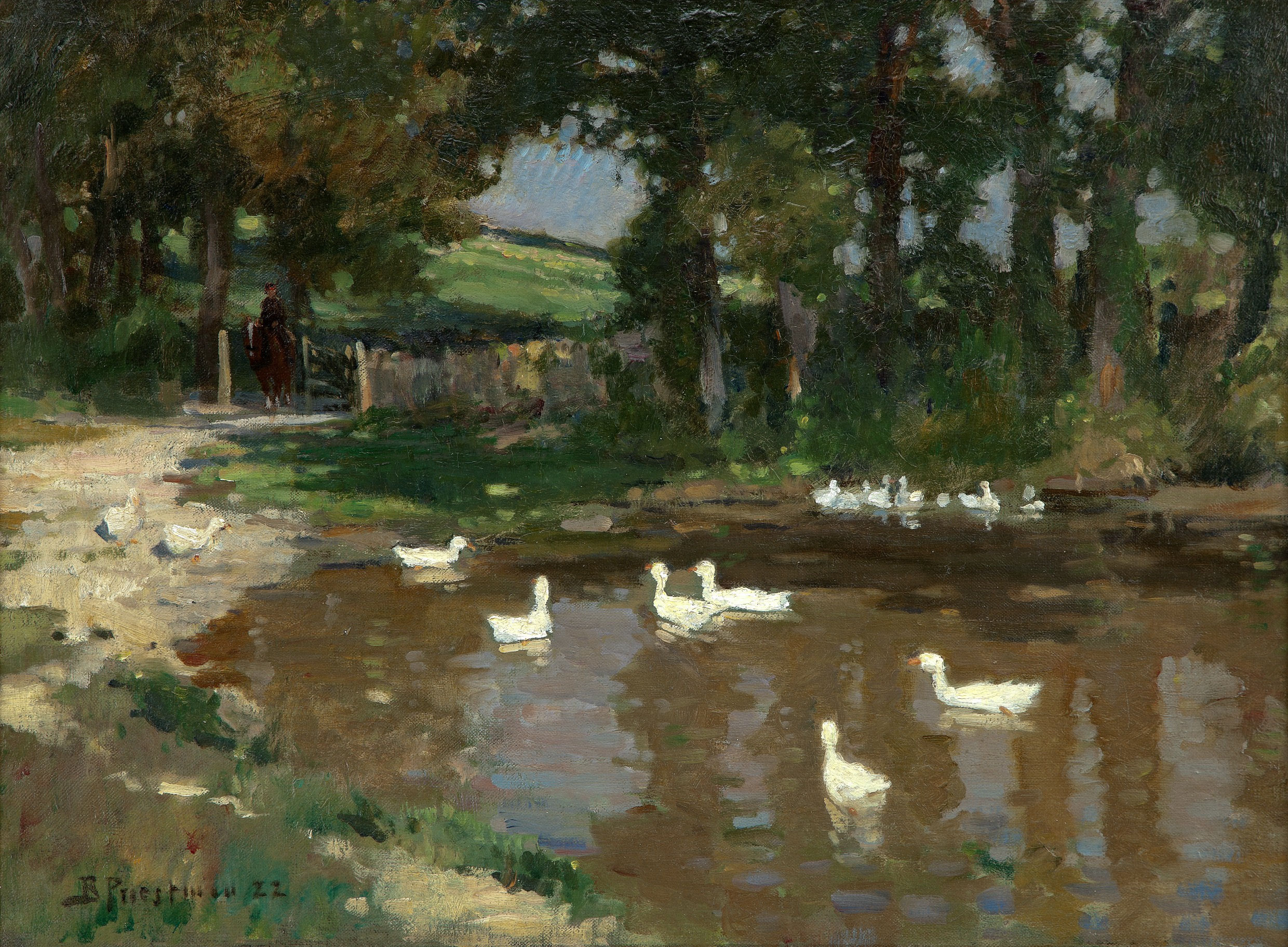 2480x1824 Bertram Priestman Ra - Duck Pond Painting