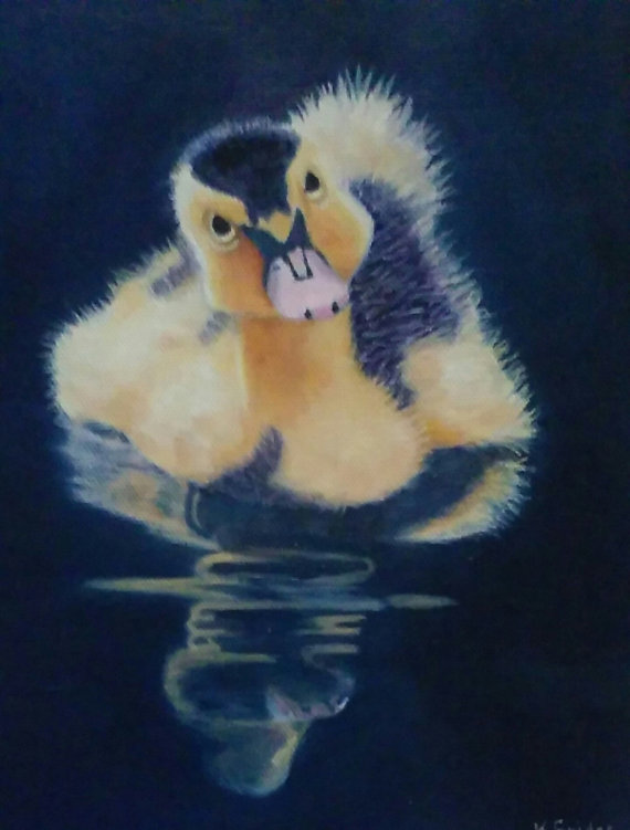 570x751 Duckling Painting Duckling On Canvas Original Duckling Duck - Duckling Painting
