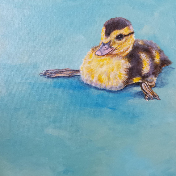 570x570 Duckling Art Duck Art Original Duck Art Acrylic Baby Duck - Duckling Painting