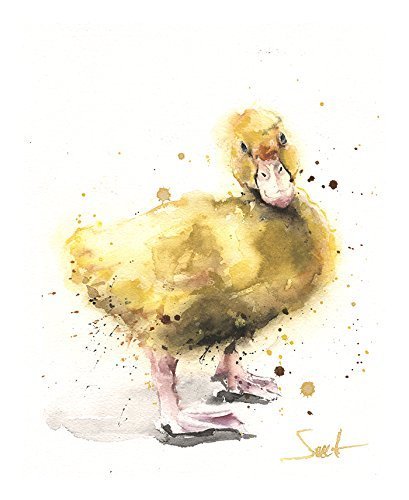 409x500 Duckling Watercolor Print, Duckling Painting, Baby - Duckling Painting