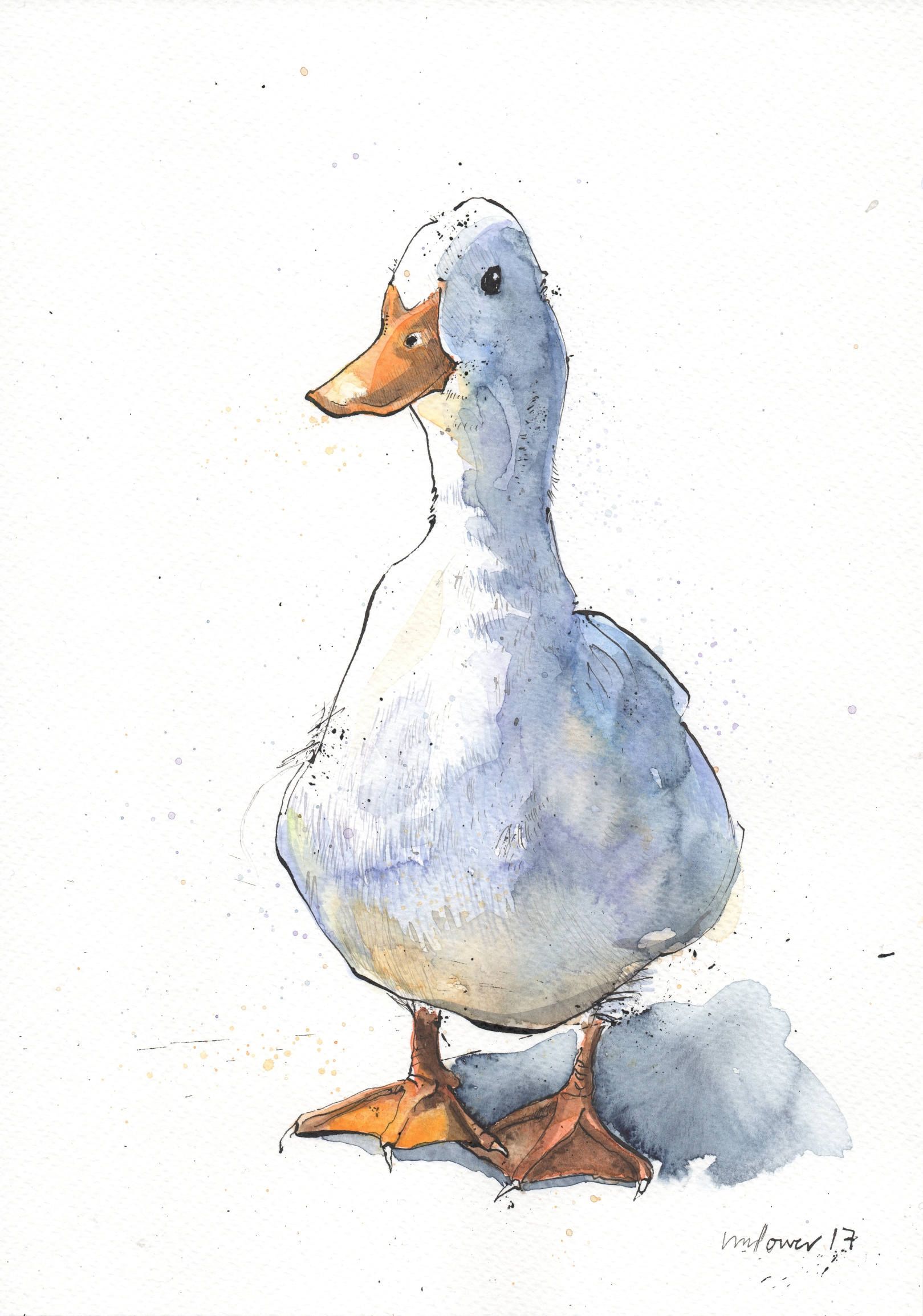 1619x2309 Curious White Duck - Duckling Painting