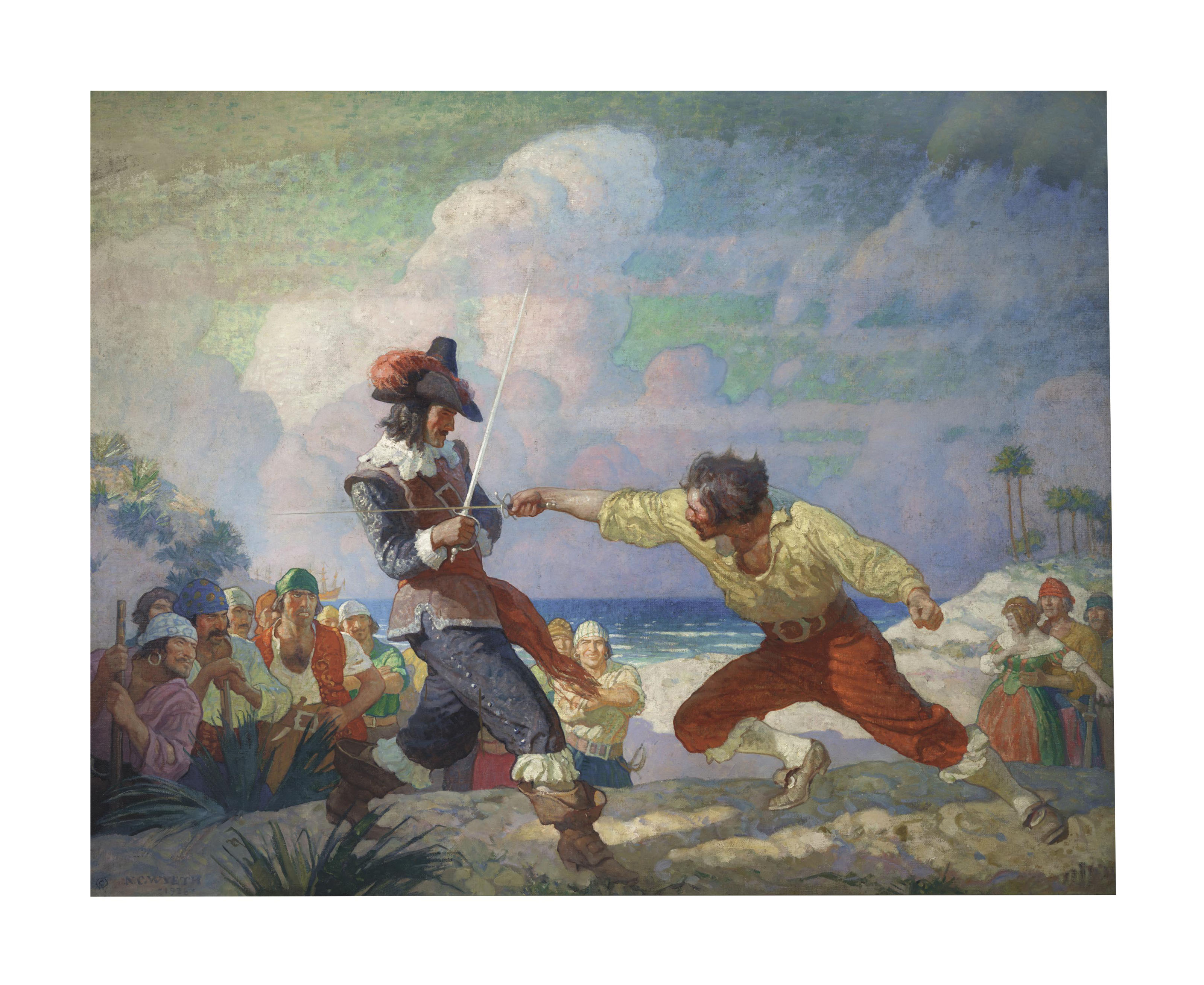 3200x2619 Newell Convers Wyeth (1882 1945) The Duel On The Beach 20th - Duel Painting