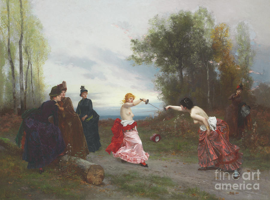 900x667 The Duel, 1884 Painting By Emile Antoine Bayard - Duel Painting