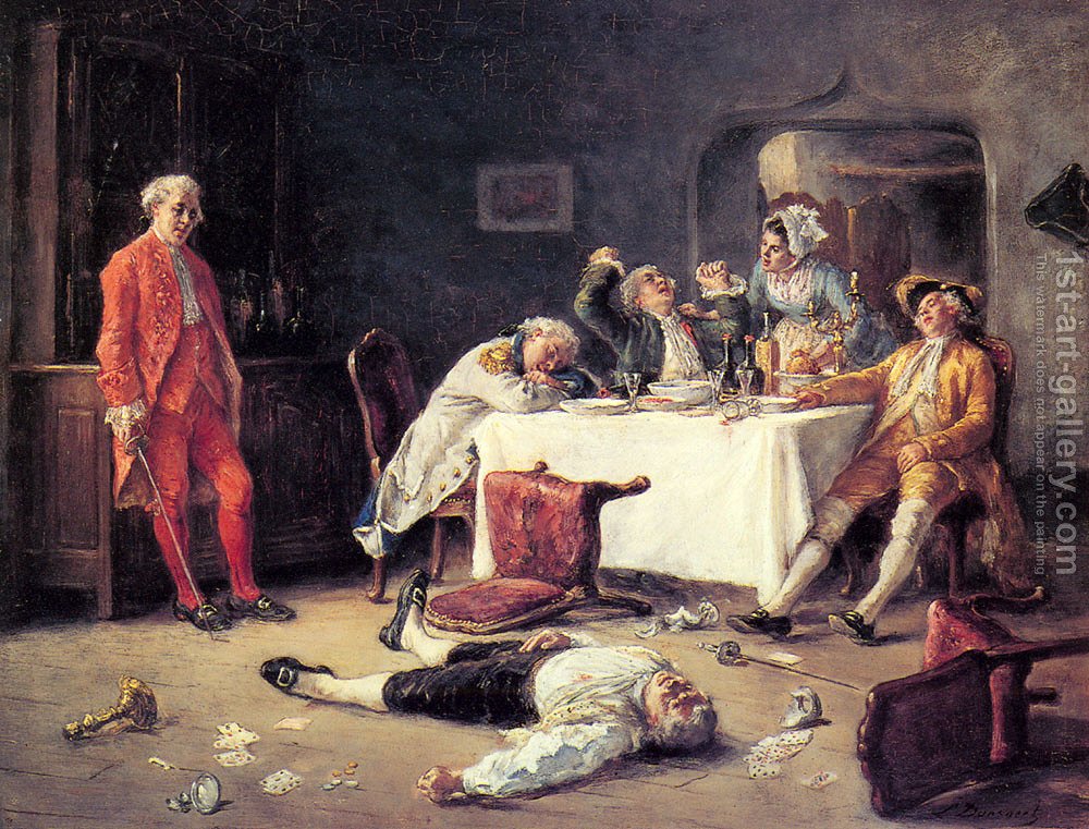 1000x761 The Duel Leon Marie Dansaert Reproduction 1st Art Gallery - Duel Painting