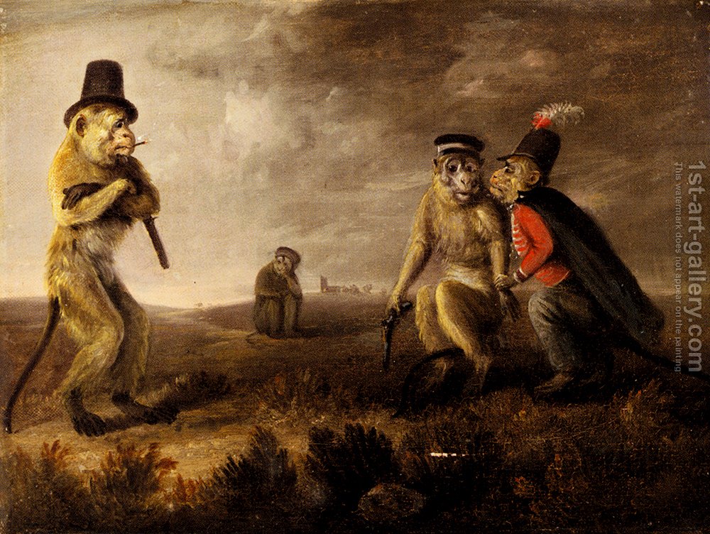1000x752 Before The Monkey Duel Edmund Bristow Reproduction 1st Art Gallery - Duel Painting