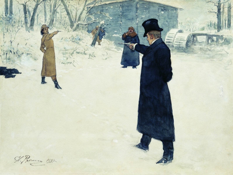 800x602 The Duel Of Onegin And Lensky Painting Ilia Efimovich Repin Oil - Duel Painting