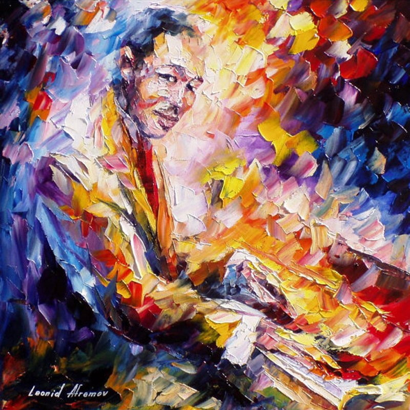 800x800 Hand Painted Landscape Abstract Duke Ellington Palette Knife - Duke Ellington Painting