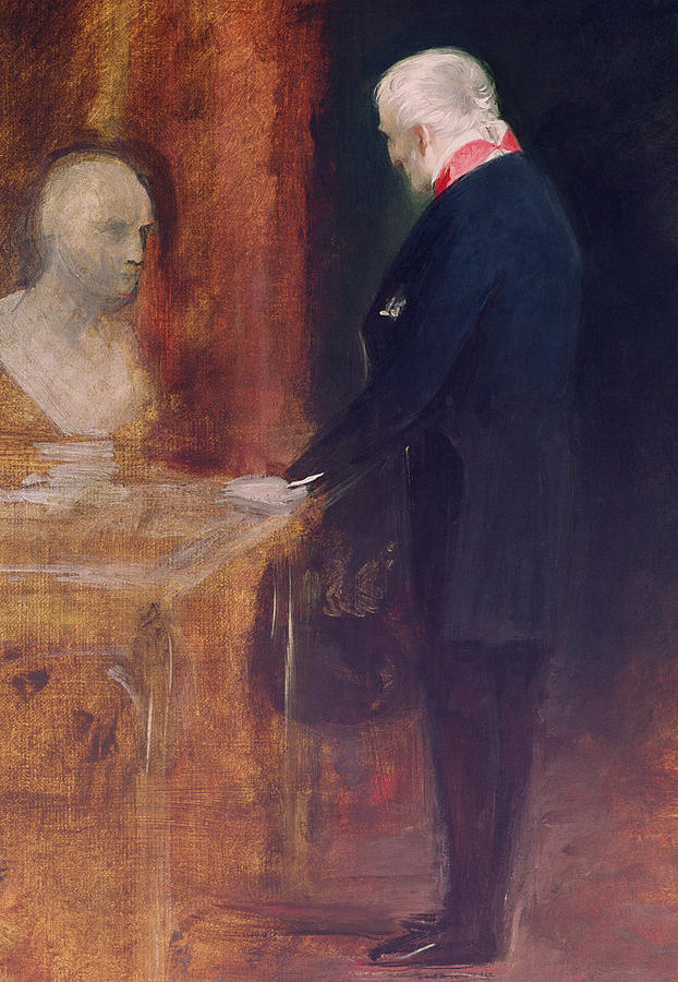 622x900 The Duke Of Wellington Studying A Bust Of Napoleon Painting By - Duke Of Wellington Painting