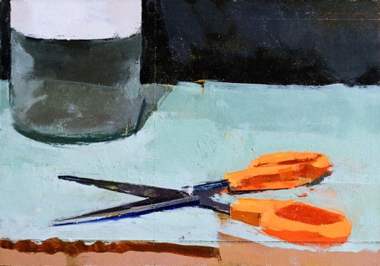 535x375 Robert Dukes Paintings Scissors And Bottle - Dukes Painting