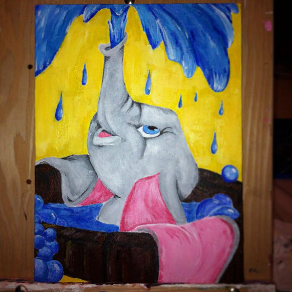 570x570 Items Similar To Dumbo Acrylic Painting Custom Commission Painting - Dumbo Painting