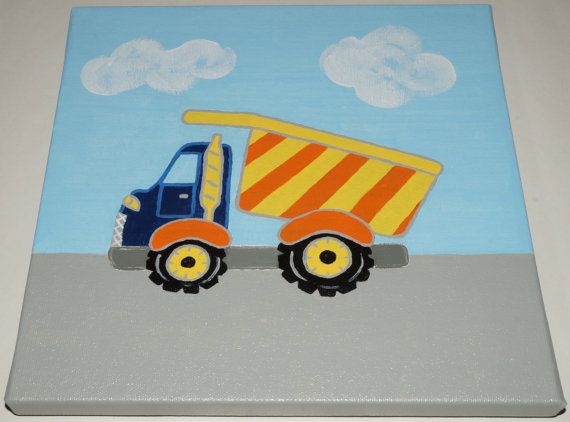 570x422 Construction Truck Canvas Painting - Dump Truck Painting