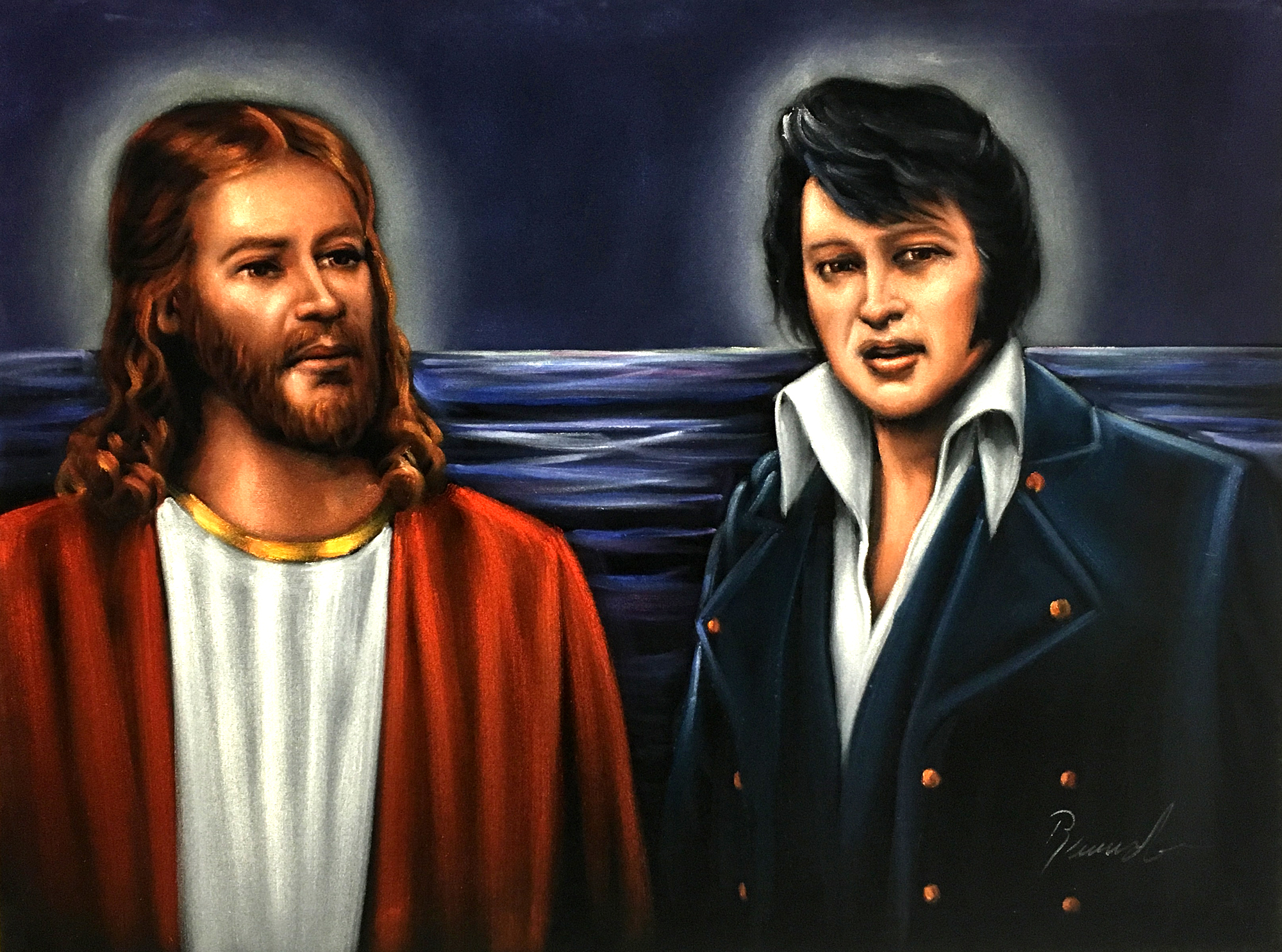 2000x1485 Velvet Elvis Amp Jesus In Heaven - Dunking Jesus Painting