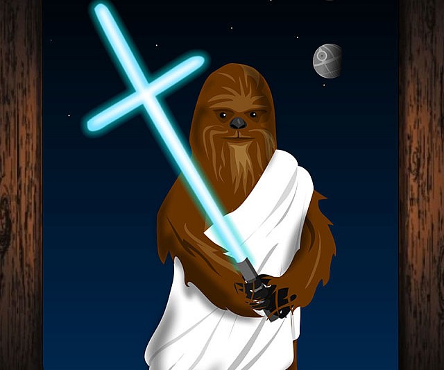 640x533 Wookie Jesus Portrait - Dunking Jesus Painting