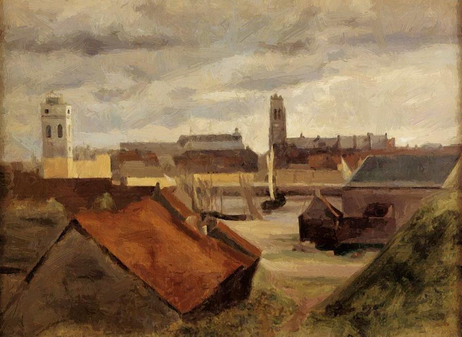 900x658 Dunkirk The Fishing Docks Painting By Corot Camille - Dunkirk Painting