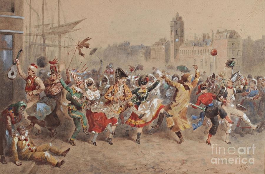 900x592 Carnival At Dunkirk Painting By Motionage Designs - Dunkirk Painting