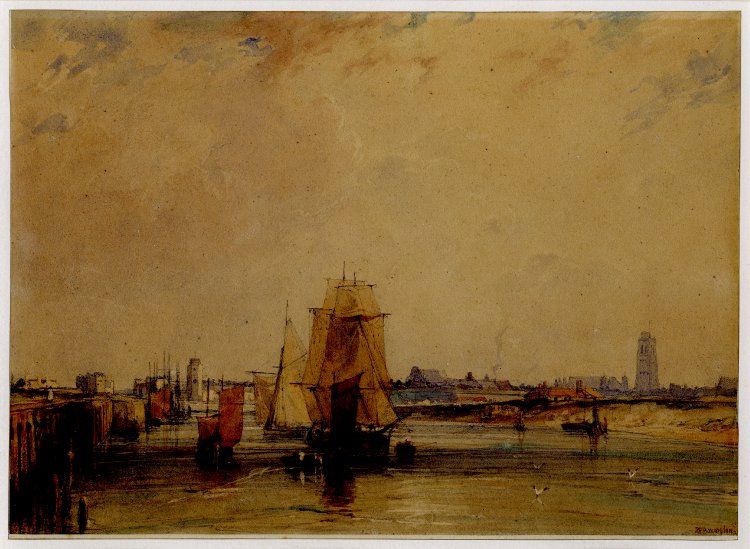 750x549 View Of The Harbour - Dunkirk Painting