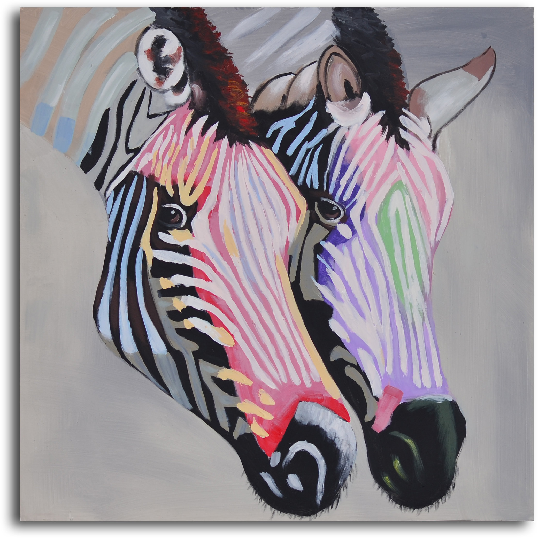 2082x2082 My Art Outlet Pastel Zebra Duo' Painting On Wrapped Canvas Wayfair - Duo Painting