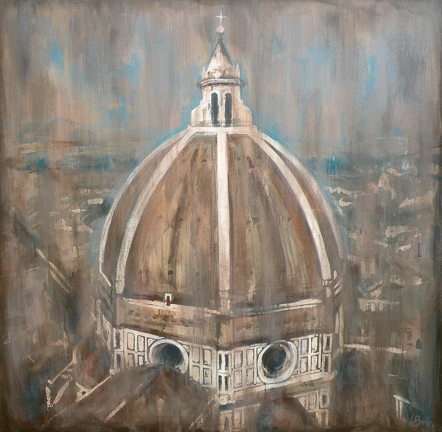 900x881 Il Duomo Di Firenze Painting By Leigh Banks - Duomo Painting