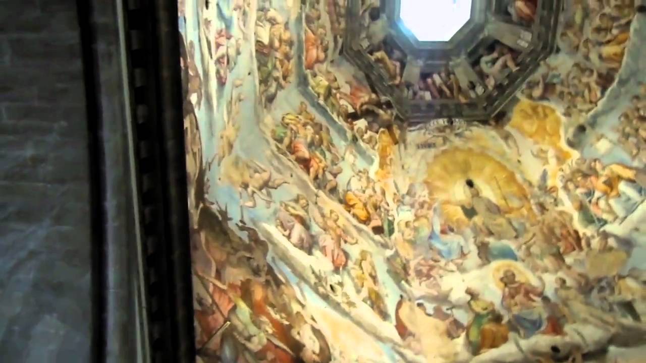 1280x720 View Of Dome Painting Halfway Up Inside The Duomo, Florence, Italy - Duomo Painting