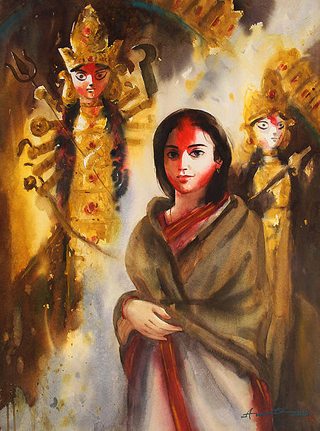 453x611 Durga Painting By Ananta Mandal - Durga Painting