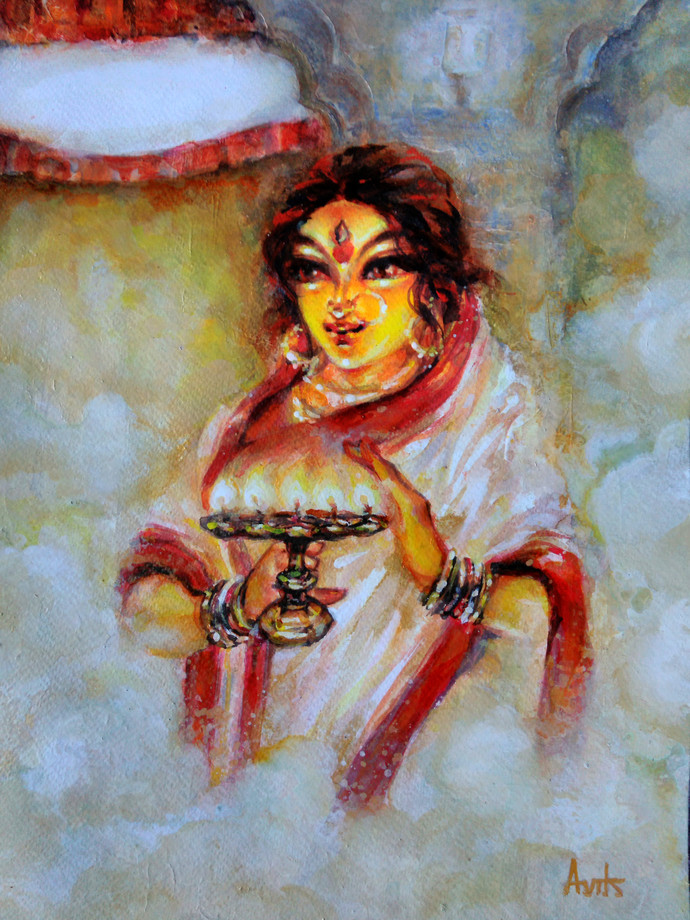 690x920 Durga By Artist Avik Chakraborty Expressionism, Painting - Durga Painting