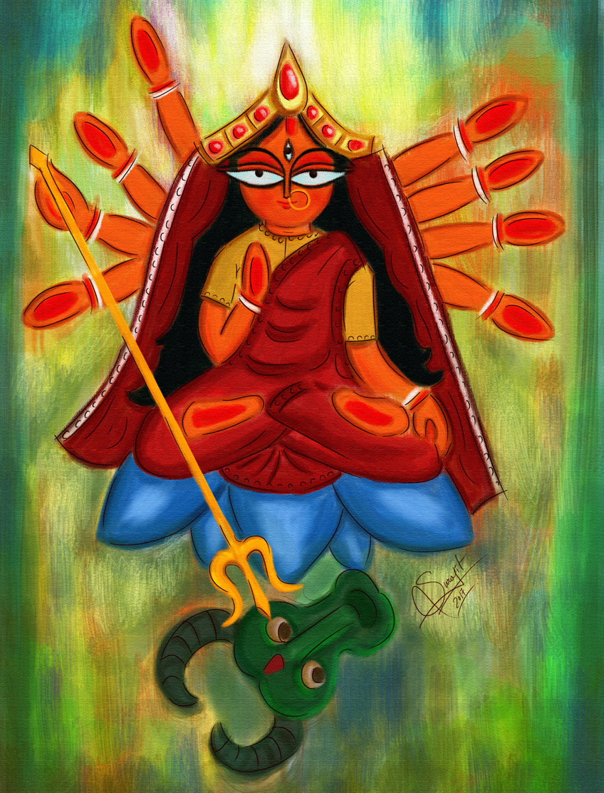 848x1112 Artstation - Durga Painting