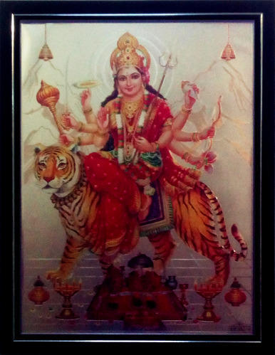 386x499 Maa Durga Painting With Frame, Religious Wall Paintings - Durga Painting
