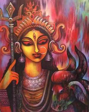 300x378 Buy Durga Painting Durga Maa Face Paintings For Sale Indianartideas - Durga Painting