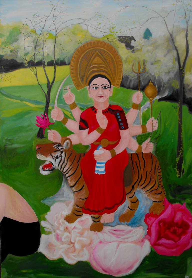 770x1114 Saatchi Art Durga Painting By Marie Pierre Garnier - Durga Painting