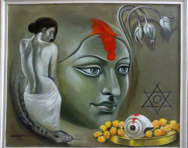 770x608 Saatchi Art Mrinmoyee, The Woman Made Of Earth. Durga. Painting - Durga Painting