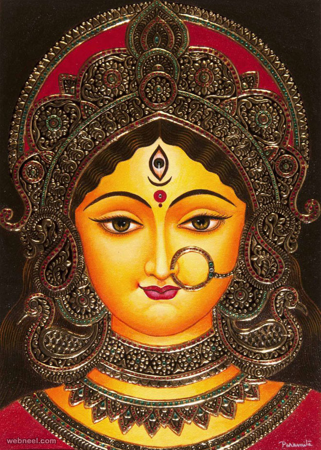 660x927 Durga Tanjore Painting By Paramita 9 - Durga Painting