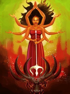 278x370 Durga Maa Oil Painting, Tel Ki Chitrakariyan, - Durga Painting