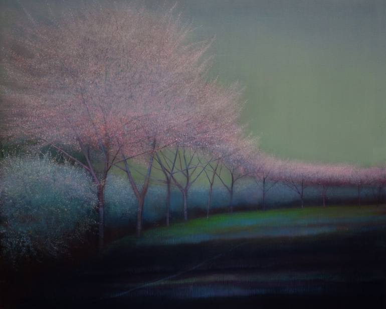 770x617 Saatchi Art Cherry Trees - Dusk Painting