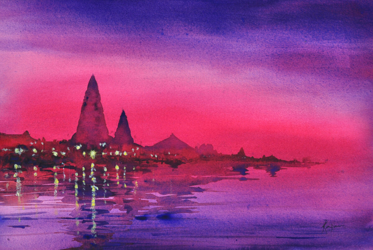 1200x805 Dusk (2016) By Rajeev Mohan - Dusk Painting