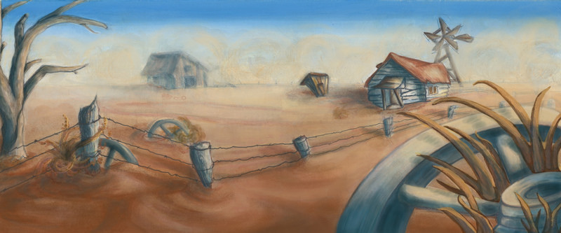 800x333 Dust Bowl Illustration By Emily Harvey 2016 Army Arts - Dust Bowl Painting