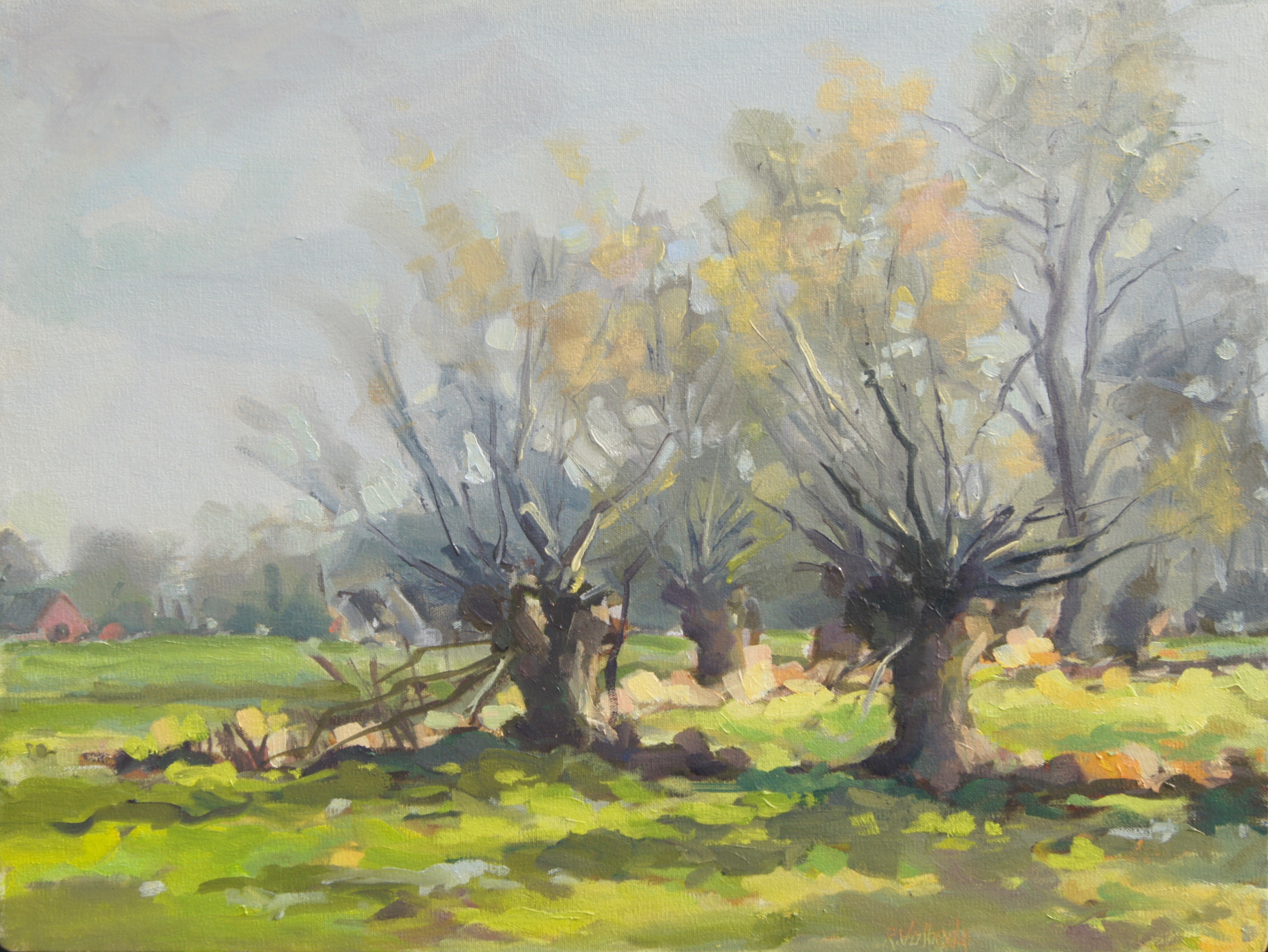 3837x2882 Groepje Wilgen - Dutch Landscape Painting